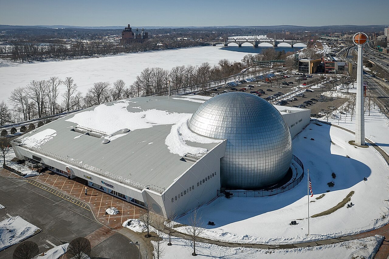 The silver domed Naismith Memorial Basketball Hall of Fame in Springfield, Massachusetts