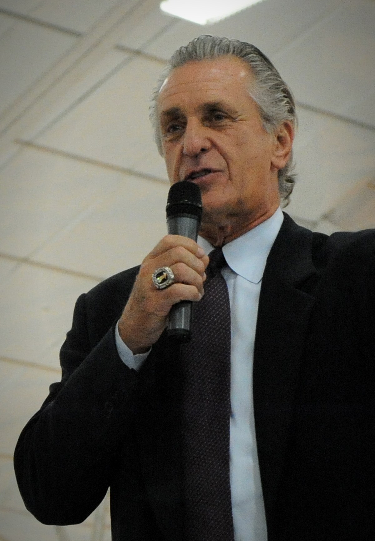 Pat Riley speaking at Eglin Air Force Base, Miami Heat president era
