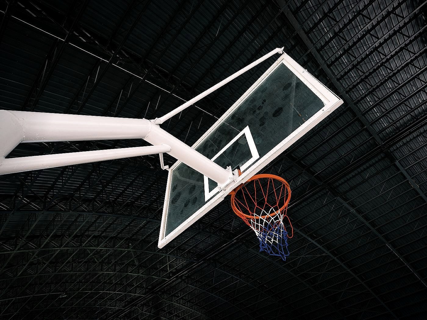 A basketball hoop and backboard