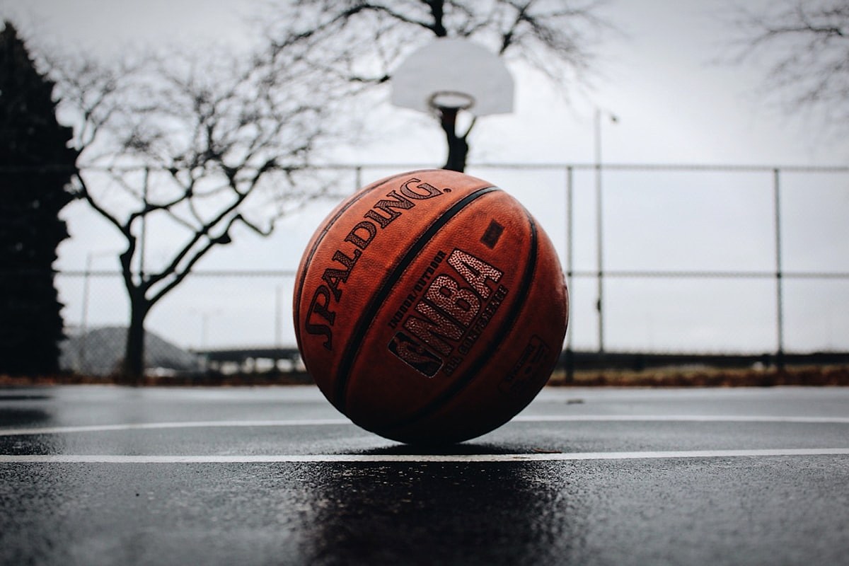 A basketball hoop and backboard